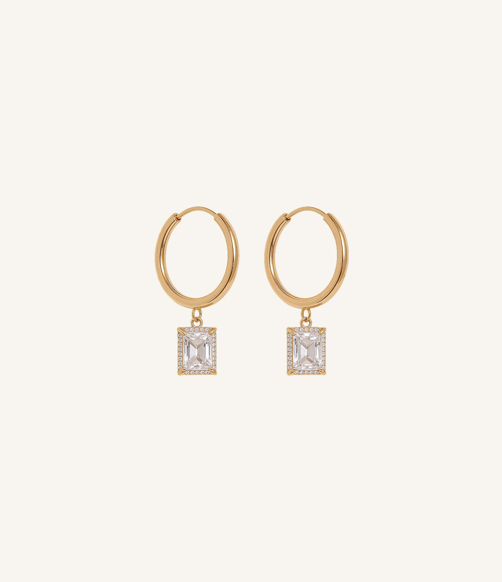 Emerald Charm Hoops