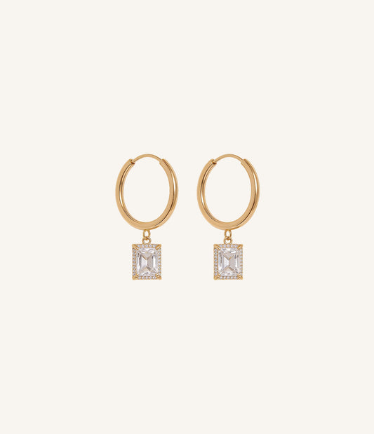 Emerald Charm Hoops