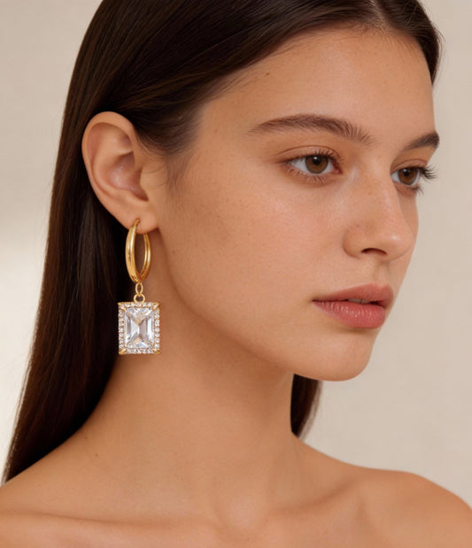 Emerald Charm Hoops